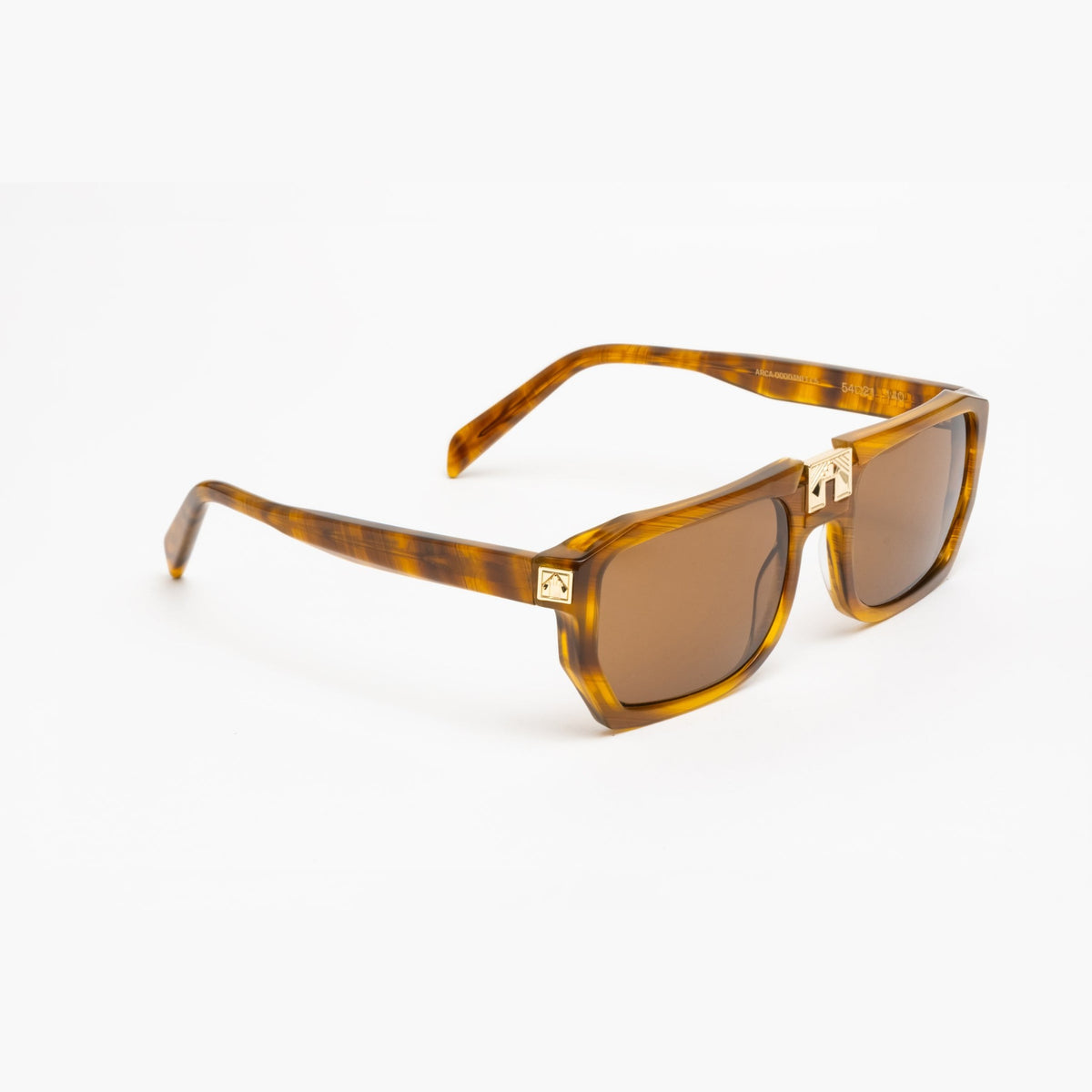 ARIA NOIR ARCA II sunglasses in Caramel Stripe, three quarter angle view