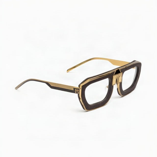 ARIA NOIR Matriarca eyewear in Brown, three quarter angle view
