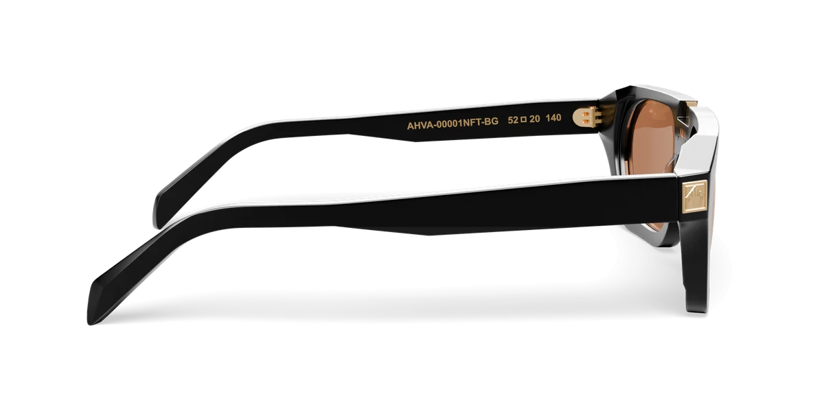 ARIA NOIR Ahava frame in Noir, side profile view (product render)
