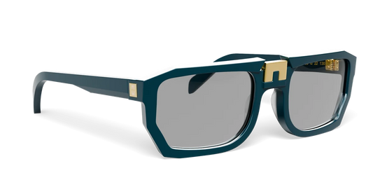 ARIA NOIR Arca I frame in 309 Blue, three-quarter view (product render)