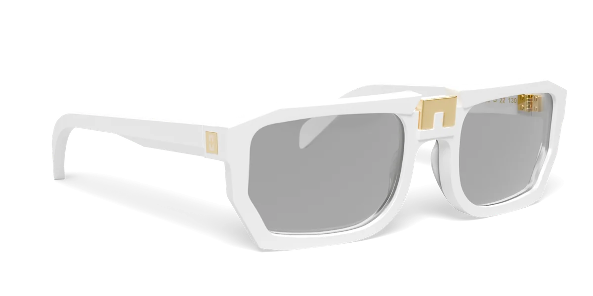 ARIA NOIR Arca I frame in Z White, three-quarter view (product render)