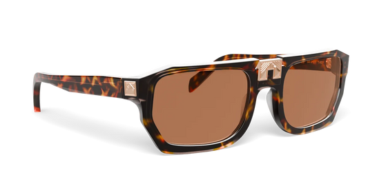 ARIA NOIR Arca II frame in Dark Tortoise, three-quarter view (product render)