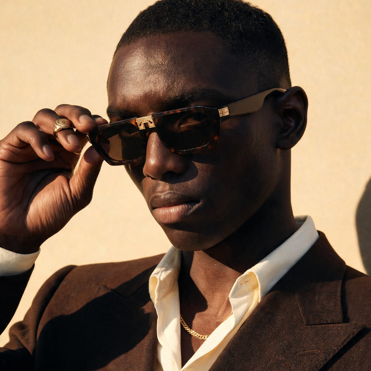 ARIA NOIR AHAVA Dark Tortoise sunglasses on model