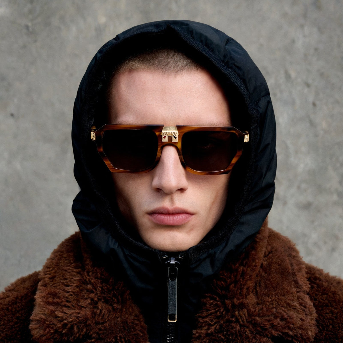 ARIA NOIR MONARCA Caramel Stripe sunglasses fall campaign
