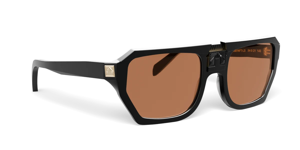 ARIA NOIR Monarca frame in Noir, three-quarter view (product render)