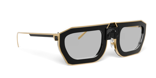 ARIA NOIR Patriarca frame in Midnight Noir, three-quarter view (product render)